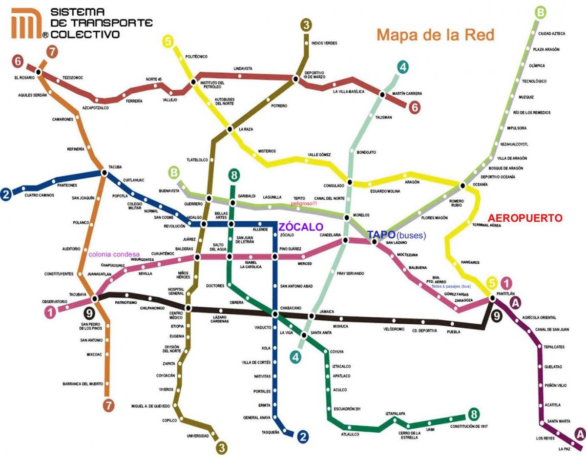 Mexiko-Stadt-Zug-Karte