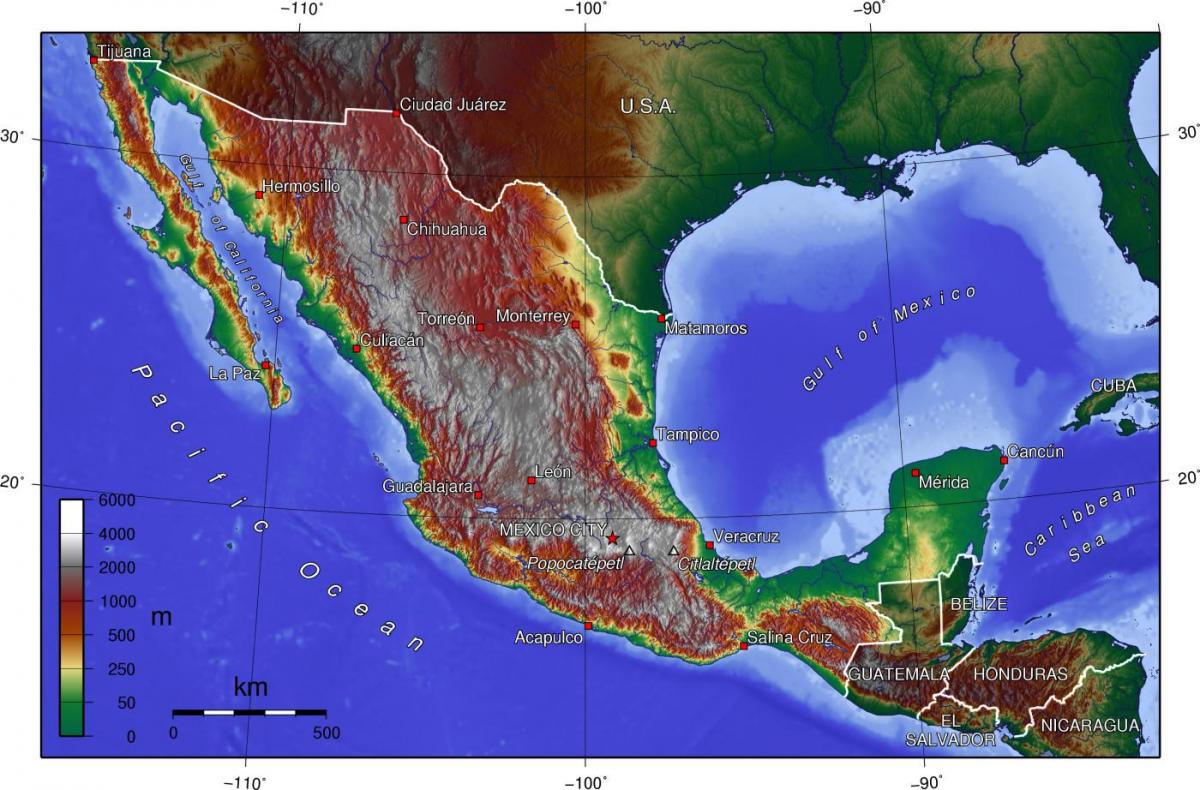 Mexiko-Stadt-topographische Karte