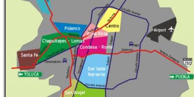 Mexiko-Stadt Karte der Stadtteile