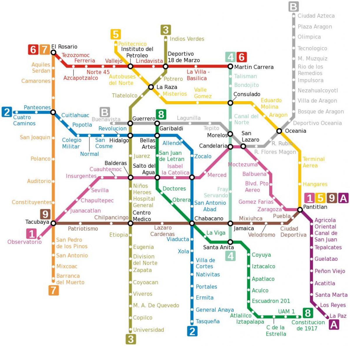 Mexiko-Stadt-Bahn-Karte