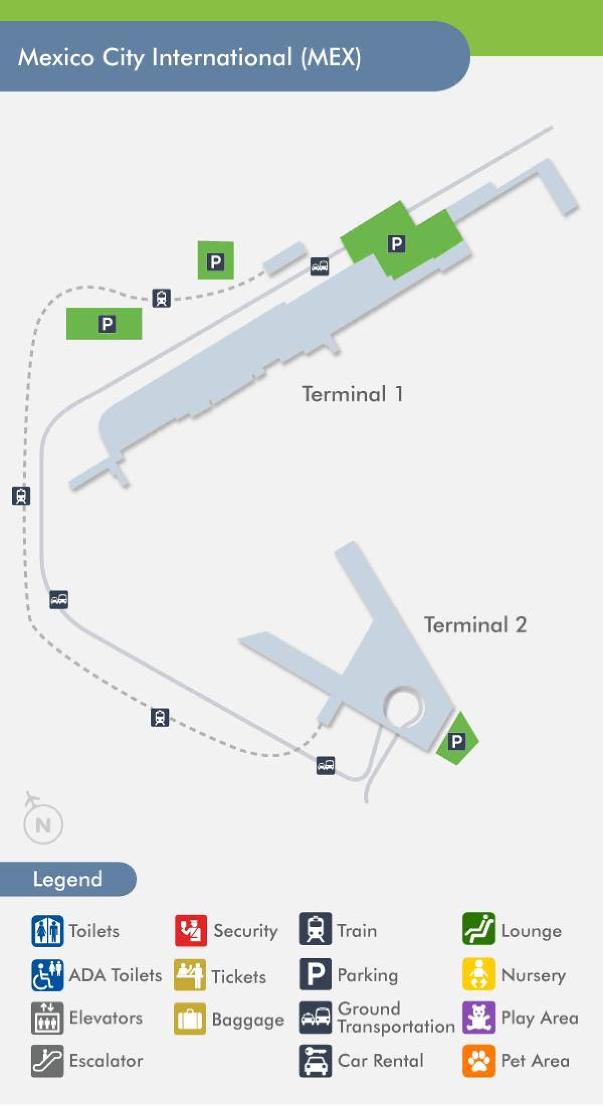 Mexiko-Stadt-Flughafen-terminal-Karte